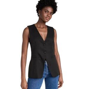 Reformation Black Sleeveless V-Neck Buttoned Vest